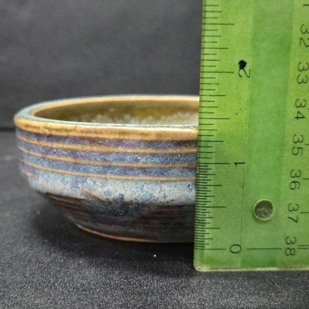 Zanesville Stoneware Blue Homespun Bowl #8004, Vintage Stoneage Modern Pottery‎